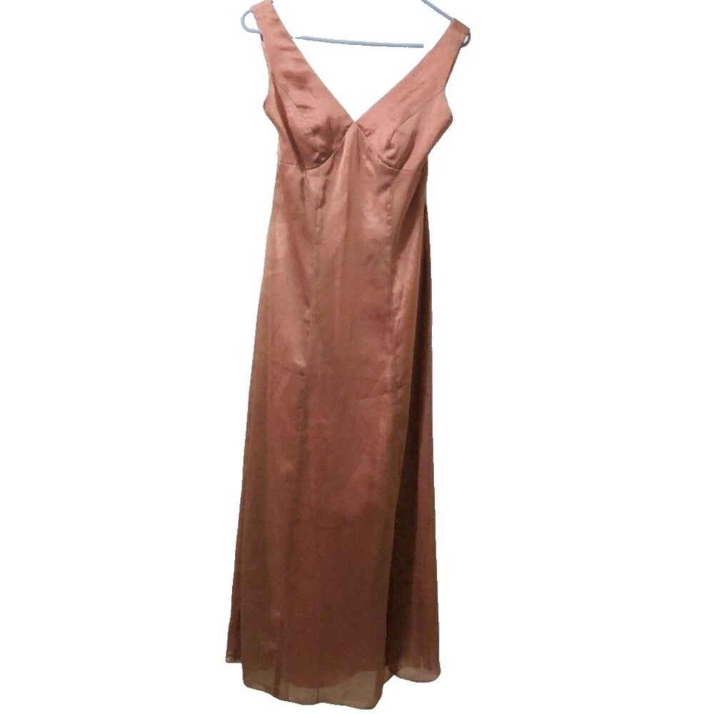 Watters and Watters V Neck Satin Bridesmaid Dress Sleeveless Women's Size 8 Rust